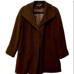 Ellen Tracy Wool and Angora Car Coat Coat Jacket Size 14P  High Collar